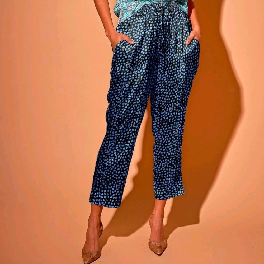 Tucker Julia Pant Cornflower Spots in Silk Stretch Charmeuse